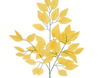 Yellow Wired Ficus Stems, Artificial Ficus Greenery Stem, (Assorted Colors available in other listings), Message me for Bulk Option