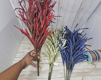 Patriotic Wreath Kit, Americana Door Decor, Rustic Patriotic Door Kit, Red White Blue Greenery and Matching Ribbon, Greenery & Ribbon ONLY