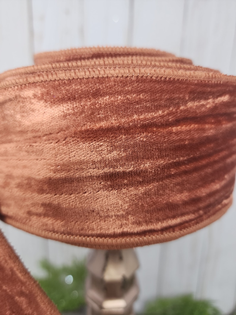 Rustic Colored Ribbon Velvet Ribbon, Rust Color Ribbon, 2.5 Inch Wired Wrinkled Velvet Ribbon ...