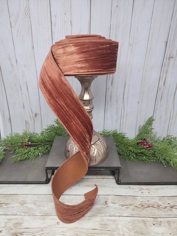 Wired Indoor Outdoor Brown Velvet Bow (2.5