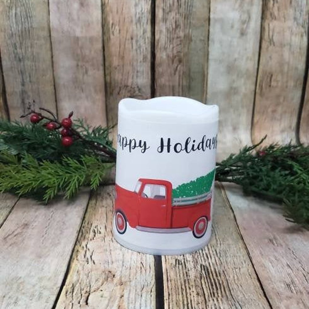 Red Truck Candle Christmas Buffalo Plaid Candle Little Red Etsy