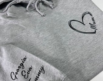 MAMA Hoodie - Personalised with Childrens Names on sleeve, Mothers Day Hoodie, Hoodie for Mum, Custom Mum Hoody, Choose your own Title