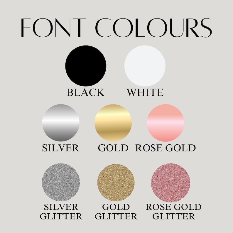 Font colour choices for personalisation on luxury satin pyjamas