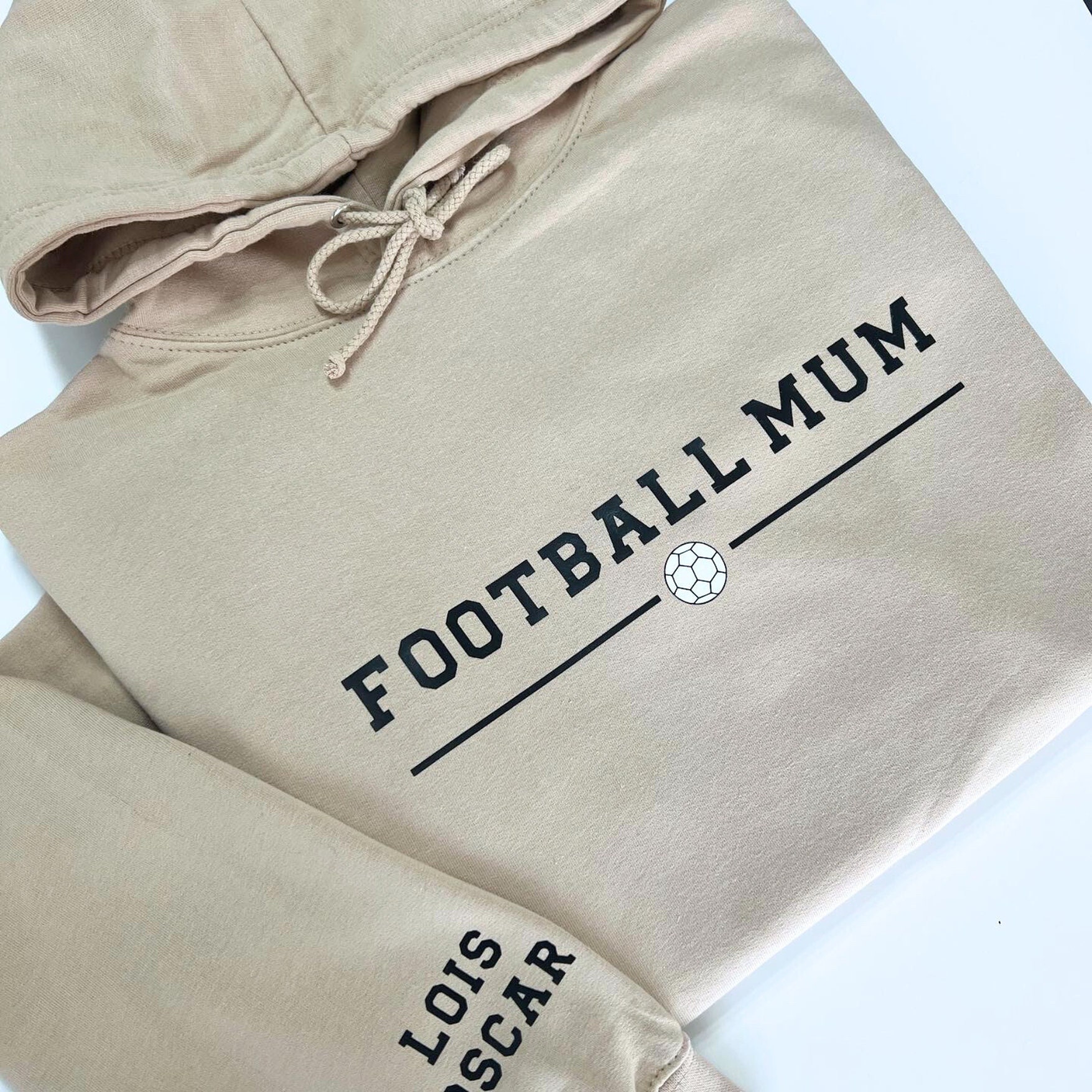 FOOTBALL MUM Hoodie Footy Mum Mothers Day Hoodie Gift for Mum Personalised With Childrens Names on Sleeve Custom Football Mum Hoody Etsy