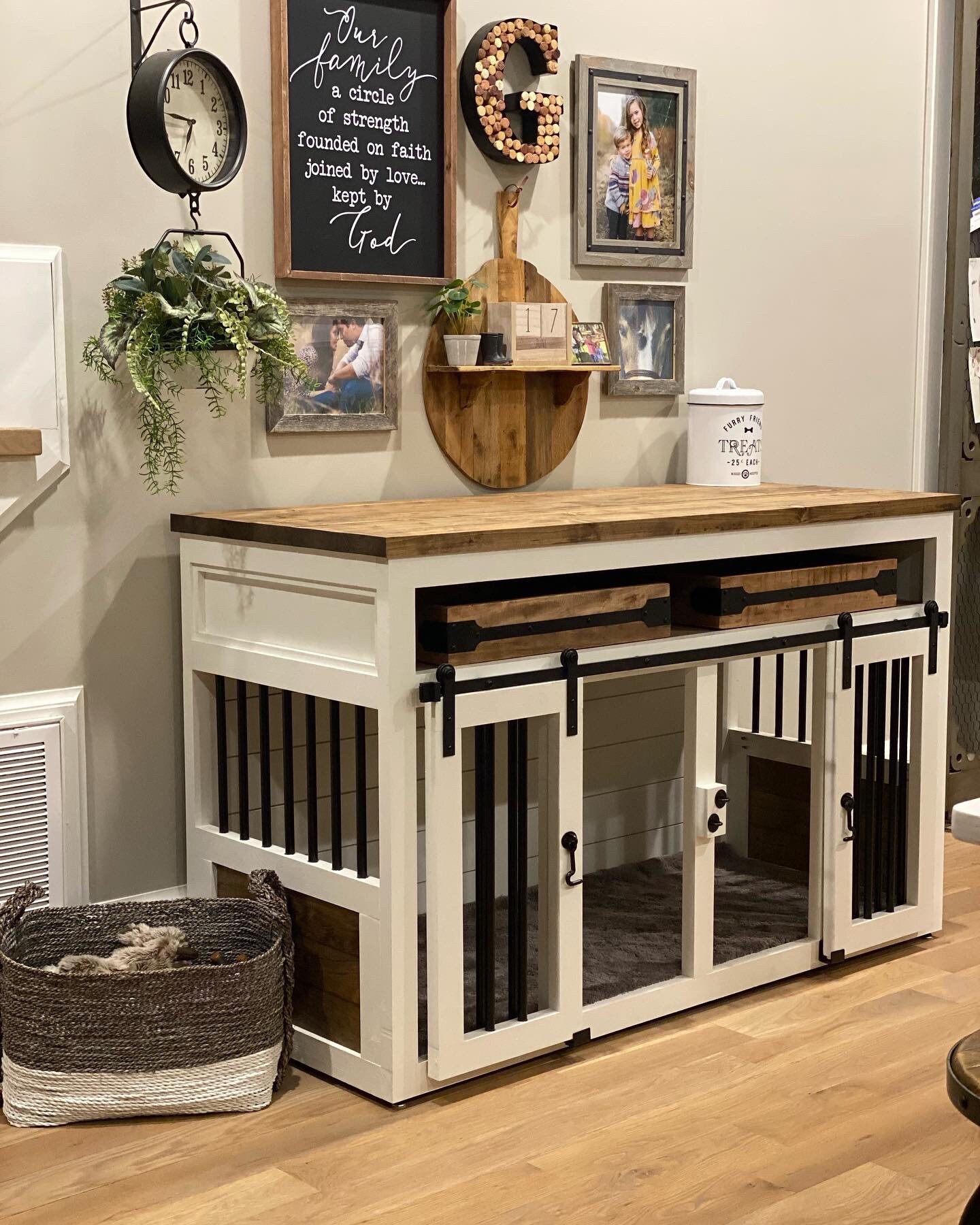 Entertainment Center Dog Kennel FREE SHIPPING Farmhouse Etsy