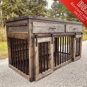 Entertainment Center Dog Kennel | FREE SHIPPING | Farmhouse | Dog Crate | Rustic Dog Kennel | Tv Stand | Drawers | Custom Furniture