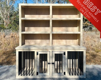 Dog Kennel + Hutch Shelving | FREE SHIPPING | Buffet Table | Crate | Furniture | Rustic | Indoor Dog House