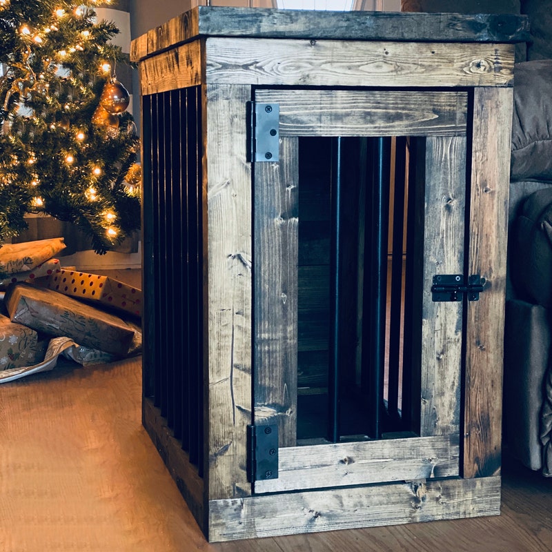 Curated visual reference: Rustic Dog Crate Nightstand Reference: Dog Crate End Table