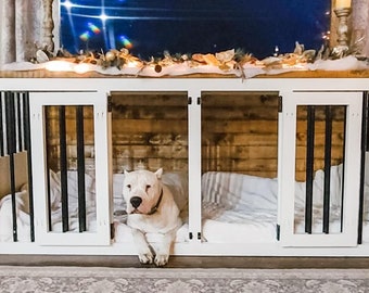 Dog Kennel // FREE SHIPPING // Farmhouse Dog Kennel // Dog Crate // Dog Furniture // Rustic Dog Kennel // Tv Stand // Indoor Dog House