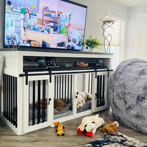 Entertainment Center Dog Kennel FREE SHIPPING Farmhouse Etsy