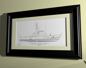 United States Coast Guard Cutter Island Class Patrol Boat Rendering Print; Choose from the NANTUCKET, METOMPKIN, or KODIAK Island