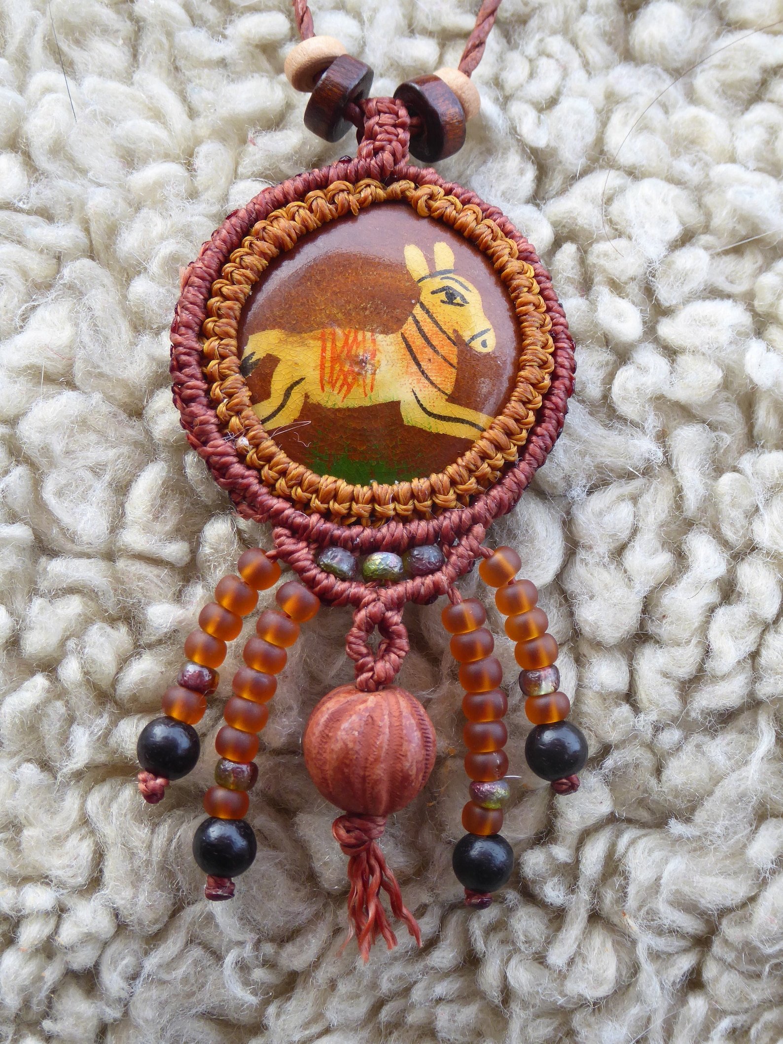 Macrame Pendant With Horse Motif - Etsy