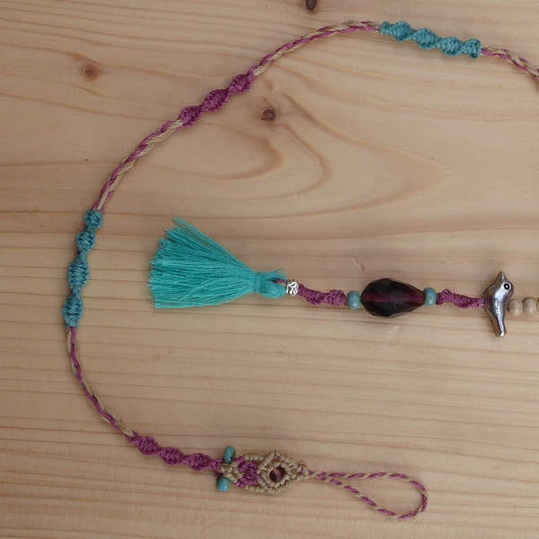 Haarschmuck: Makramee - Dreadwrap mit Vogelmotiv