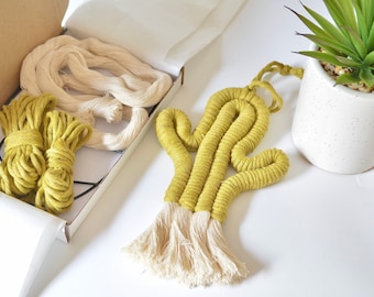 Cactus Kit -MOSS GREEN- Make your own macrame cactus wall hanging, diy