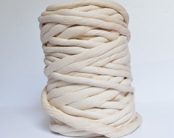 Corda in cotone naturale super morbida da 12 mm da 60 m per macramè e tessitura di corde di cotone a torsione singola