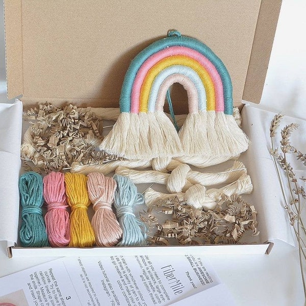 KIT DIY arc-en-ciel - Créez votre propre macramé ARC-EN-CIEL