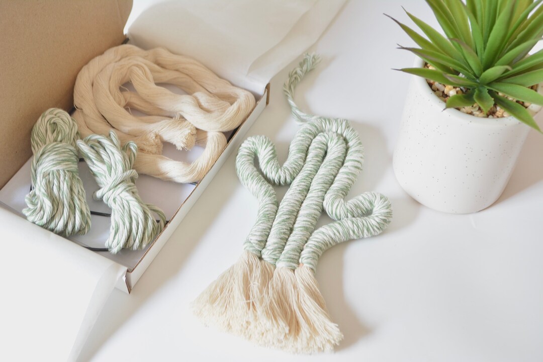 Cactus KIT -MOJITO- Make Your Own Little Macrame Cactus Wall Hanging ...