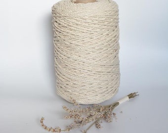 300m super soft 3mm 2ply natural cotton rope for macrame and weaving