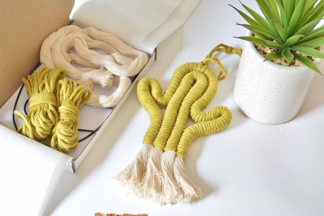 Cactus Kit -MOSS GREEN- Make Your Own Macrame Cactus Wall Hanging, Diy ...