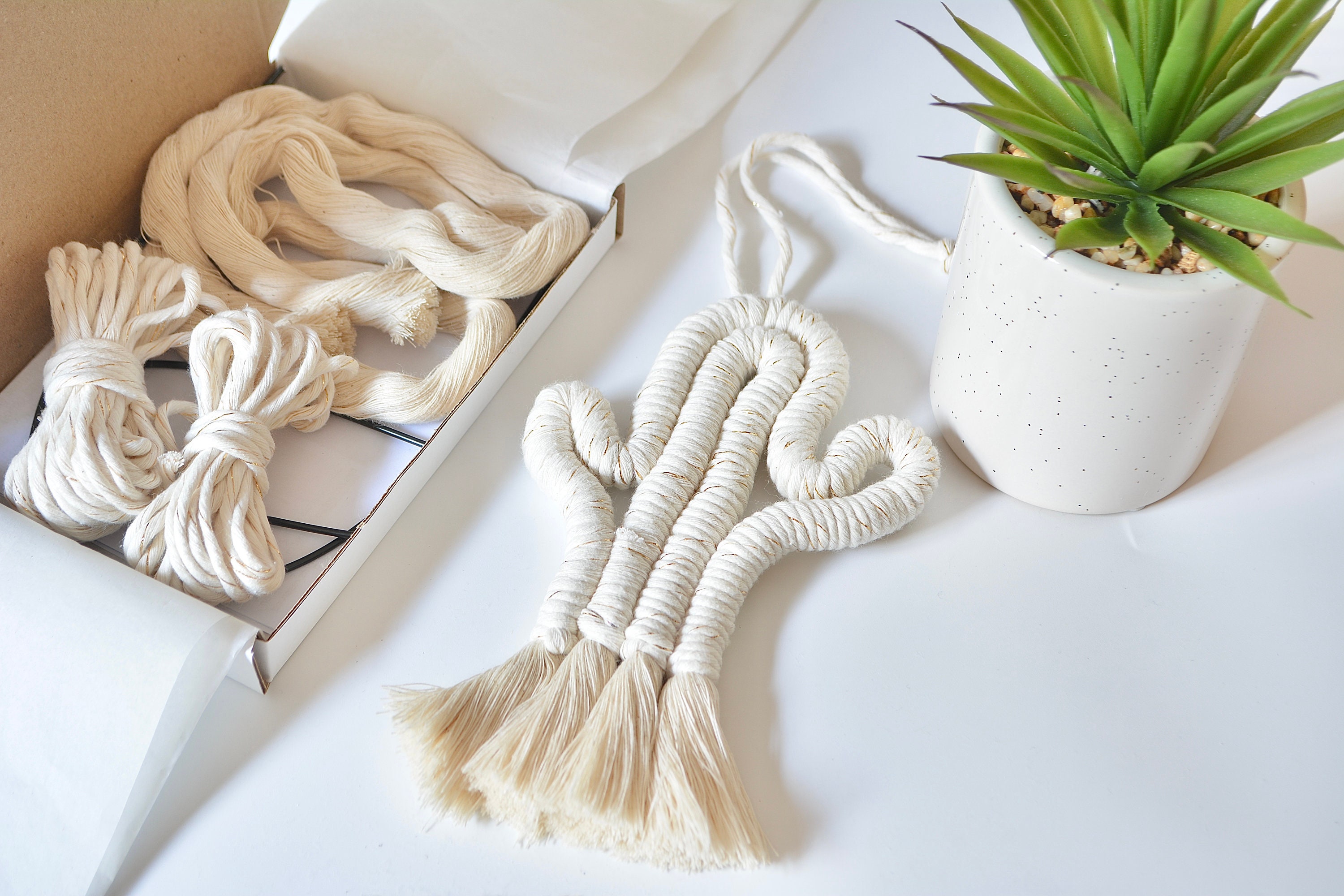 Cactus KIT Make Your Own Little Macrame Cactus Wall Hanging | Etsy UK