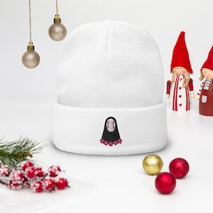 Embroidered Beanie | Anime Beanie | No Face