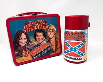Vintage 1980 Dukes of Hazzard metalen lunchbox en thermoskan Aladdin NICE!