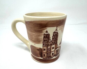 Dolores Hidalgo Guanajuato Mexico Mug Hand Painted Ceramic Coffee Cup VTG Sepia
