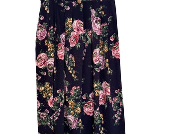 80s 90s Cottagecore Floral Skirt Pleats Womens 10 Petite Susan Bristol Vintage