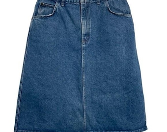 Vintage Cap Ferrat Denim Midi Skirt Blue Medium Wash Made in USA High Waisted M