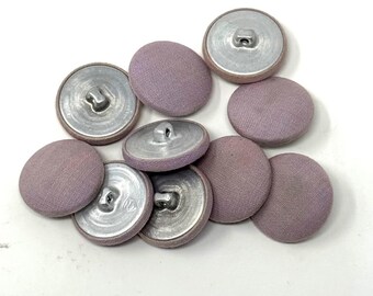 Vintage Fabric Covered Buttons Purple Metal Shank Round 1" 10pc Sewing DIY
