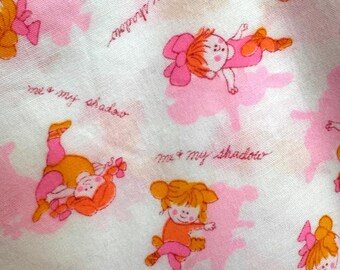 Flannel Fabric "Me and my Shadow" Ballet Girl Print 65"x46" Vintage 80s
