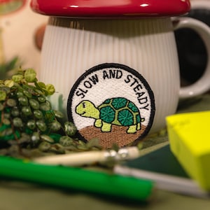 Slow and Steady Round Iron-on Patch