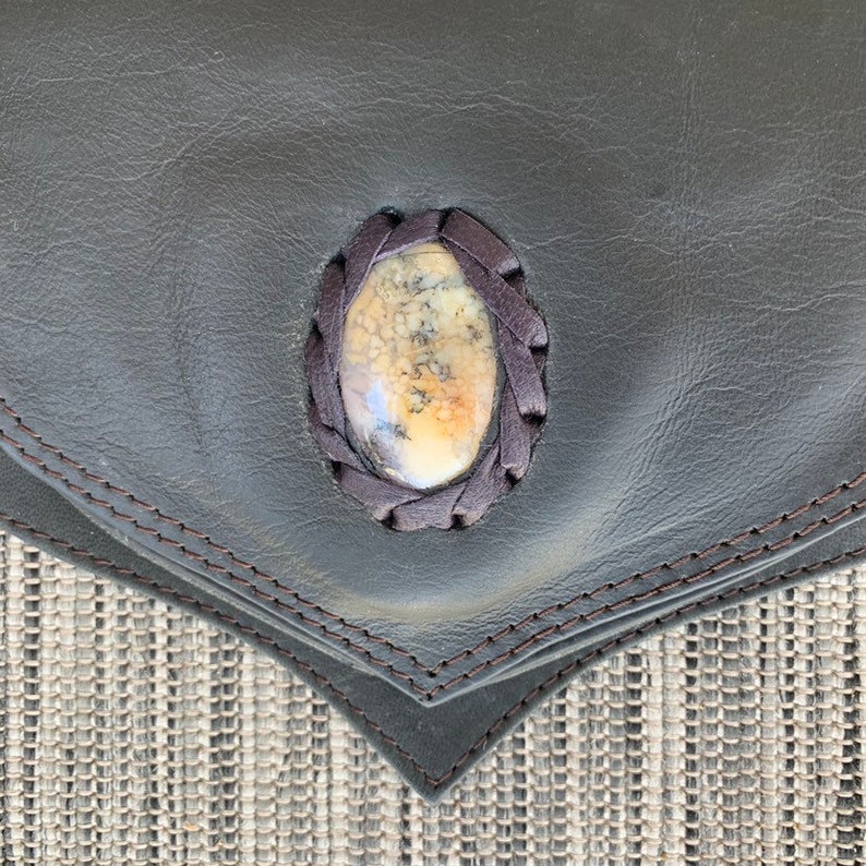 Leather Side Sling Festival hip bag Belly Bag Leather Utility Belt Bag Gemstone /&  Black Leather BOHO-CHIC Belt Bag ||| Fanny Pack