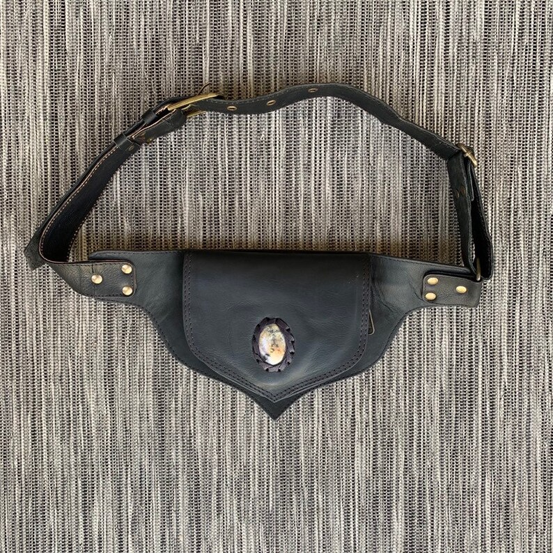 Leather Side Sling Festival hip bag Belly Bag Leather Utility Belt Bag Gemstone /& Black Leather BOHO-CHIC Belt Bag ||| Fanny Pack