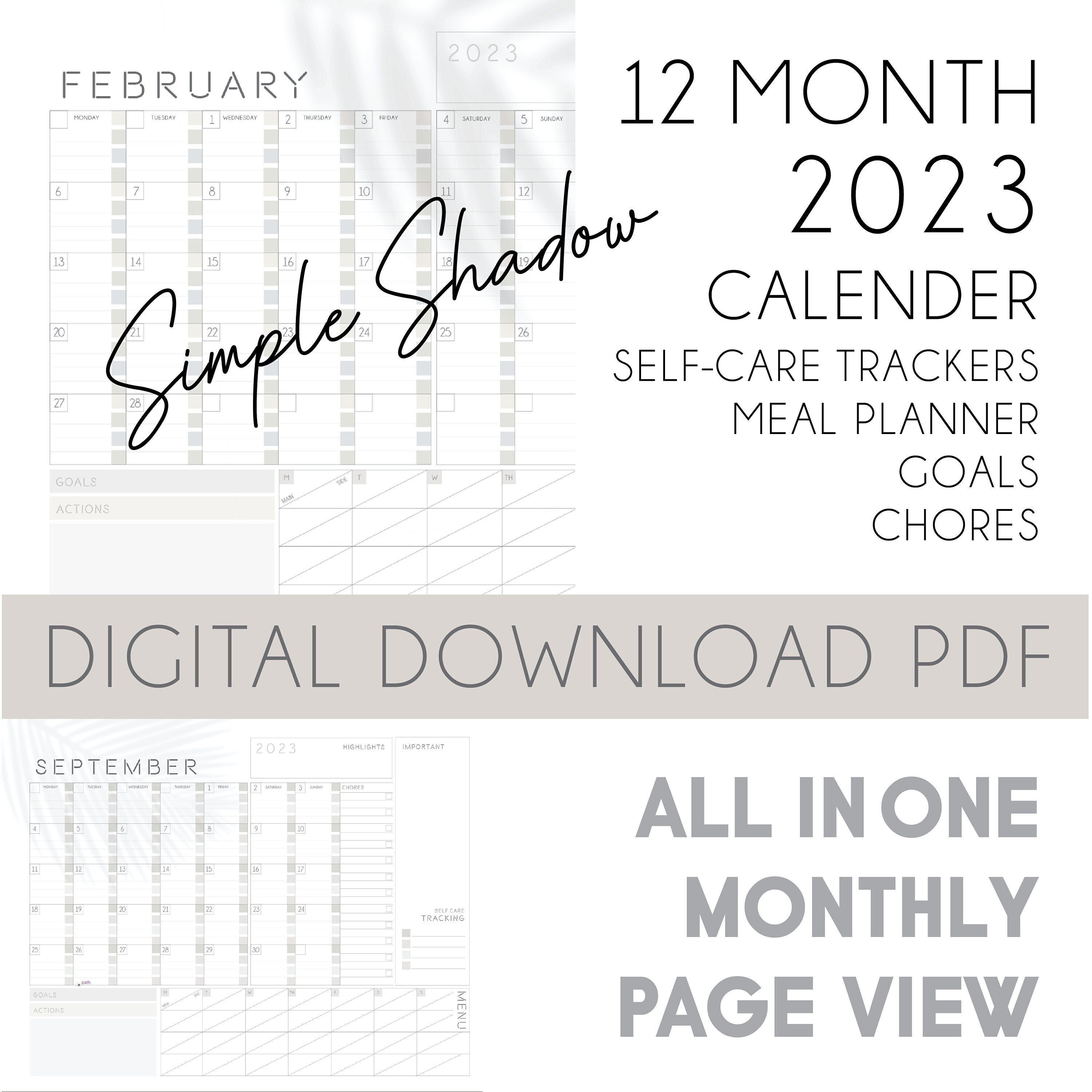 Ivy Tech Calendar 2023 Foliage Shadow : 2023 Calendar . Tracker . Planner . Goals . | Etsy