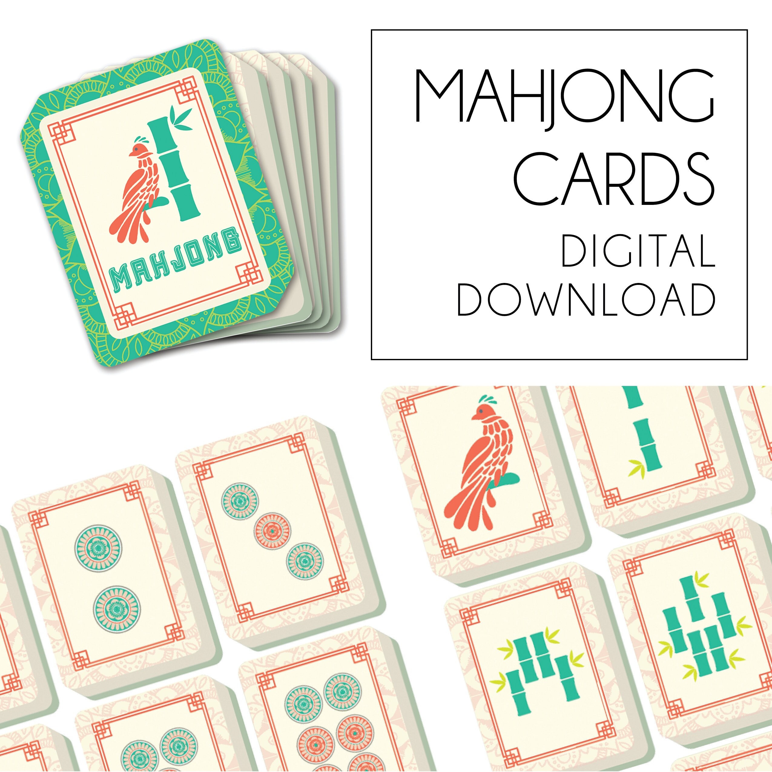 Mahjong Playing Cards . Digital Download - Etsy Israel
