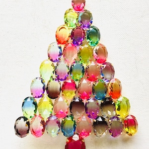 Czech vintage Xmas Christmas stand rhinestone bohemian glass estate jewelly stand up juliana art deco