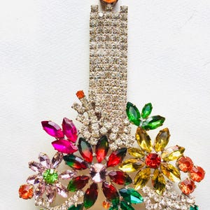 Czech vintage Xmas Christmas stand rhinestone bohemian glass estate jewelly stand up juliana art deco
