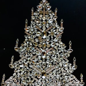 Czech vintage Xmas Christmas stand rhinestone bohemian glass estate jewelly stand up juliana art deco