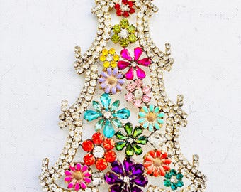 Czech Vintage Rhinestone Christmas Tree Stand: Bohemian Art Deco Decor