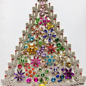 Czech vintage Xmas Christmas stand rhinestone bohemian glass estate jewelly stand up juliana art deco