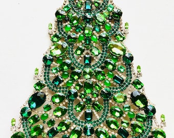 Czech vintage Xmas Christmas stand rhinestone bohemian glass estate jewelly stand up juliana art deco