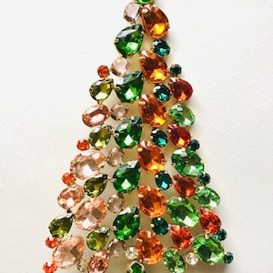 Czech vintage Xmas Christmas stand rhinestone bohemian glass estate jewelly stand up juliana art deco