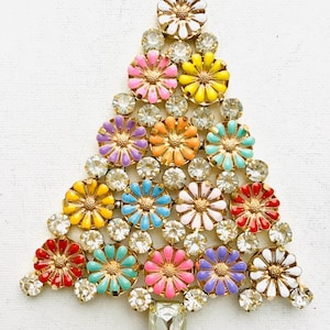 Czech vintage Xmas Christmas stand rhinestone bohemian glass estate jewelly stand up juliana art deco