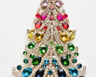 Czech Vintage Rhinestone Christmas Tree Stand: Bohemian Art Deco Decor