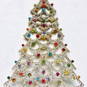 Czech vintage Xmas Christmas stand rhinestone bohemian glass estate jewelly stand up juliana art deco