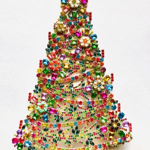 Czech vintage Xmas Christmas stand rhinestone bohemian glass estate jewelly stand up juliana art deco