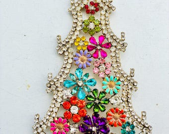 Czech Vintage Rhinestone Christmas Tree Stand: Bohemian Art Deco Decor