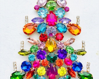 Tjeckisk vintage julgransställ med strass: Boho Art Deco-dekor