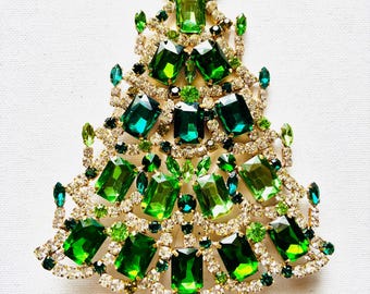 Czech Vintage Rhinestone Christmas Tree Stand: Bohemian Art Deco Decor